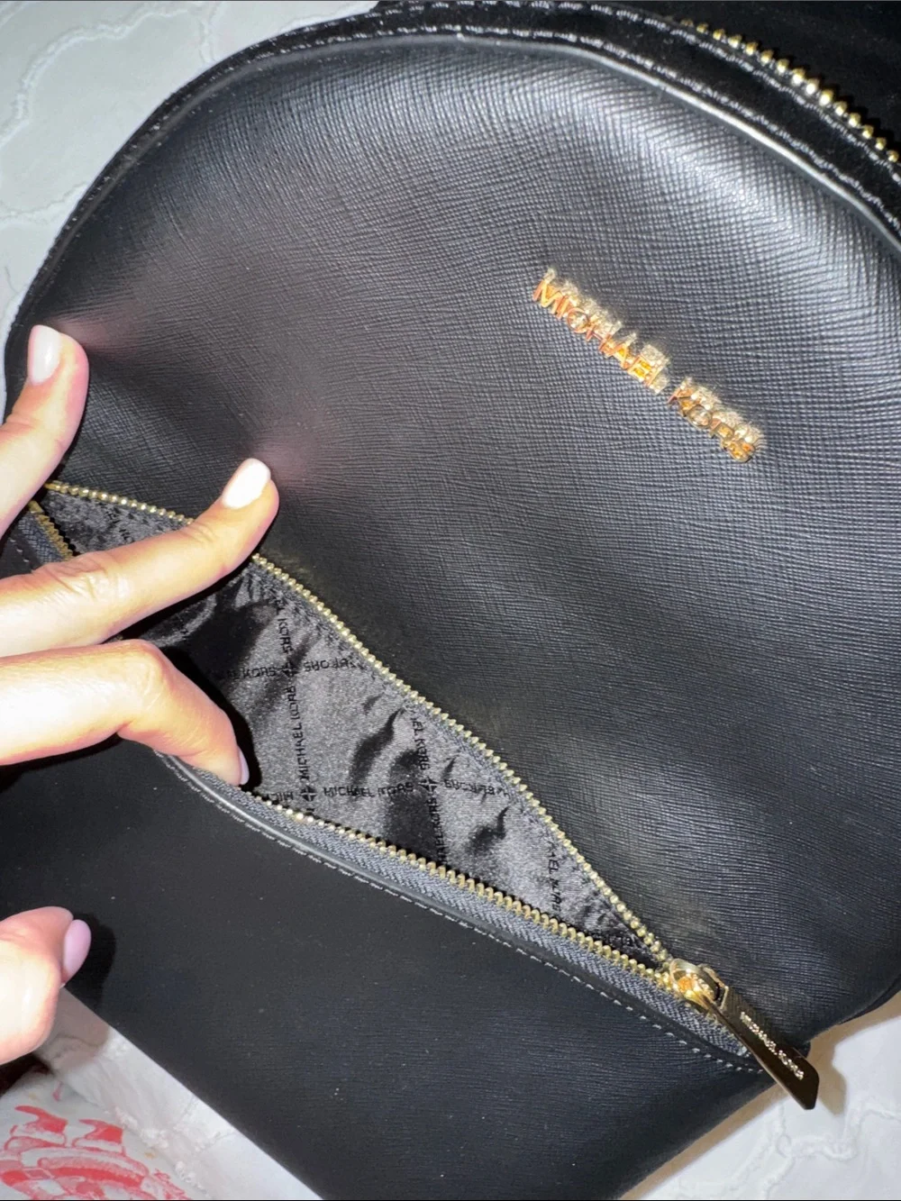 Michael Kors Black Saffiano Backpack with Gold Hardware